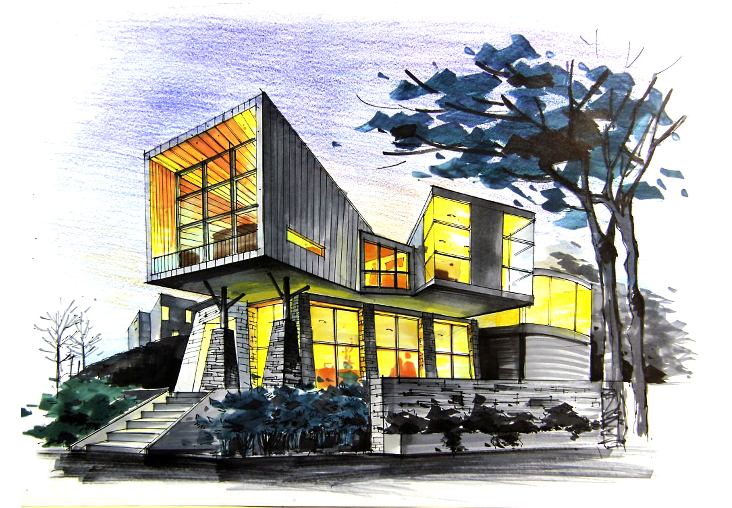 《水晶石技法建筑設(shè)計(jì)手繪實(shí)例教程》（第二版） 手繪技藝與創(chuàng)意表達(dá)的完美融合